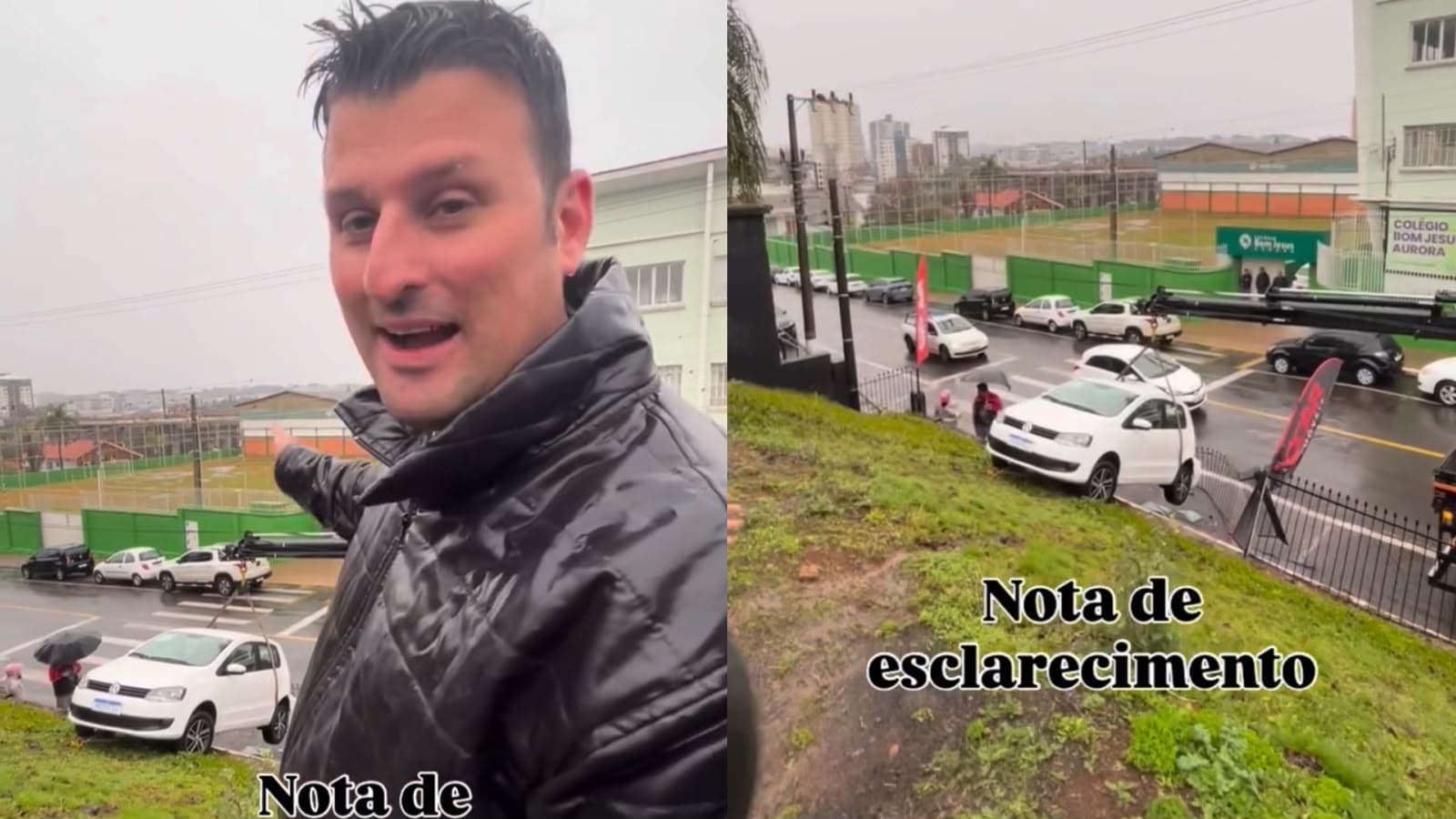 Empresário de SC tem carro de loja despencado em barranco e reação viraliza: “chorar não resolve”