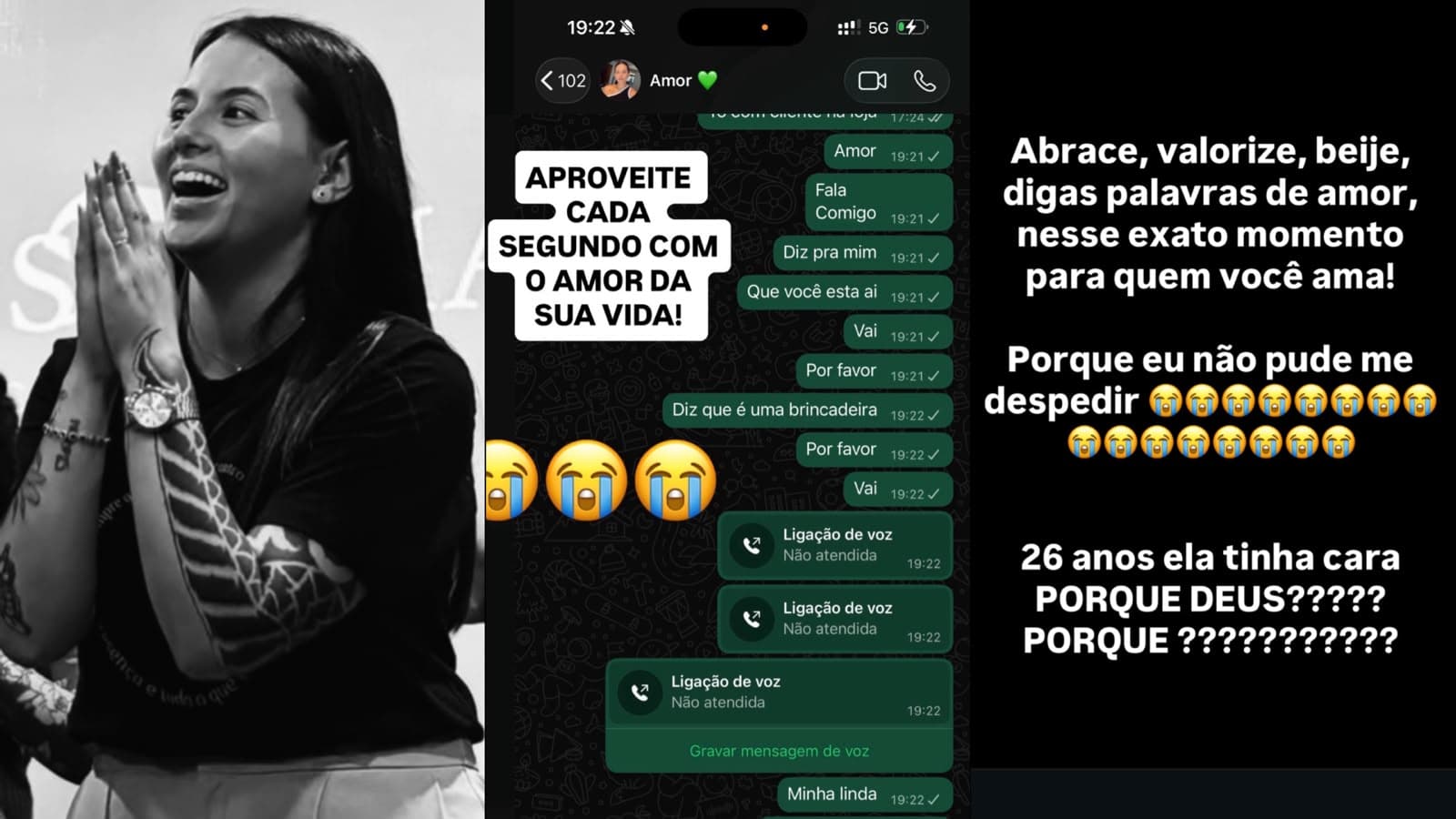 “Diz pra mim que você está aí”: as mensagens desesperadas de influenciador à esposa que perdeu a vida em SC