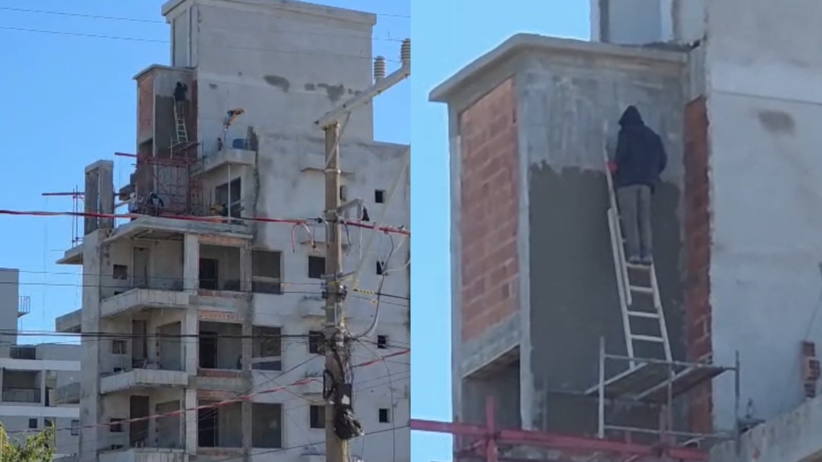 Horas após morte de trabalhador em Porto Belo, operário é flagrado se equilibrando no alto de prédio em Bombinhas