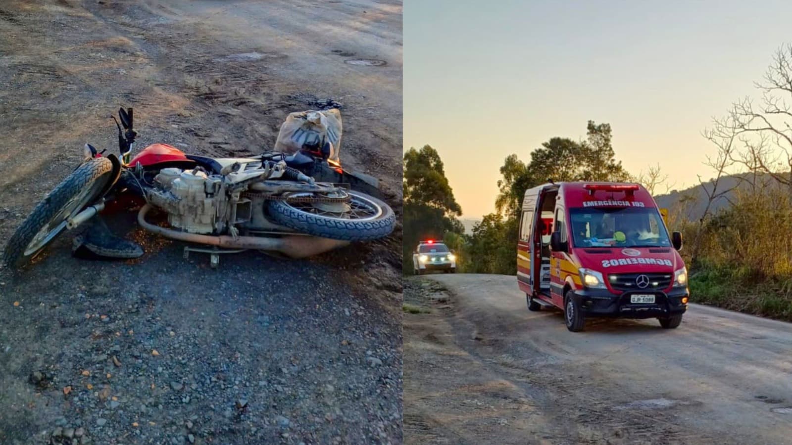 Homem de 32 anos perde o controle da moto e morre em estrada de chão no Alto Vale