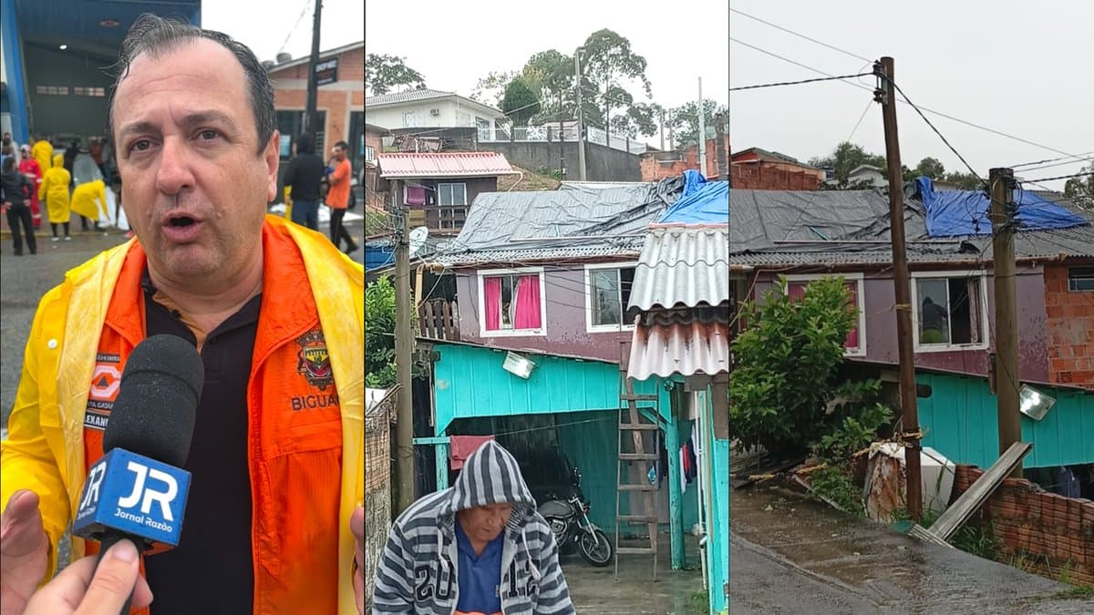 “Cena de guerra”: Biguaçu confirma milhares de casas destelhadas e aulas são canceladas