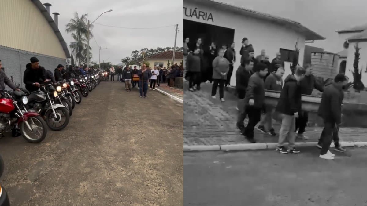 “Ele completaria 22 anos neste domingo”: colegas fazem cortejo na despedida de motoboy em SC