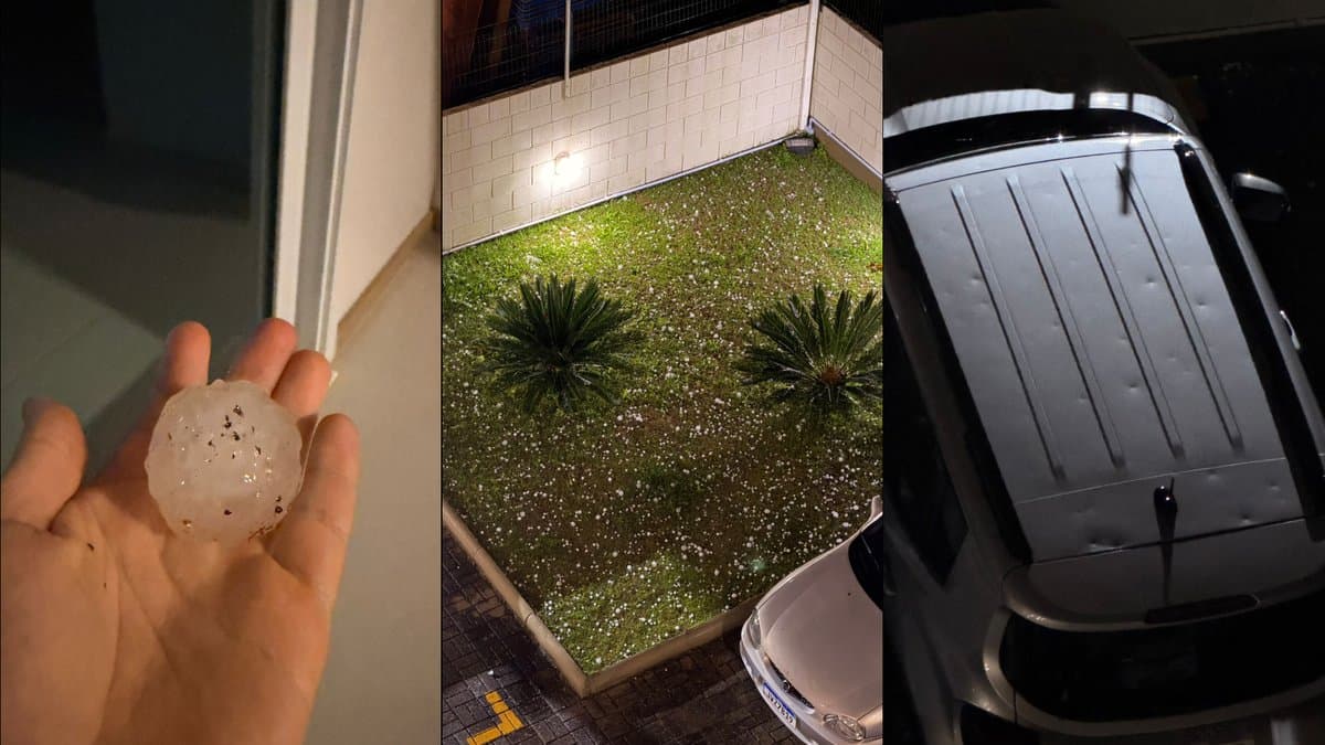 Temporal com granizo atinge a Grande Florianópolis e Defesa Civil alerta que a situação pode piorar