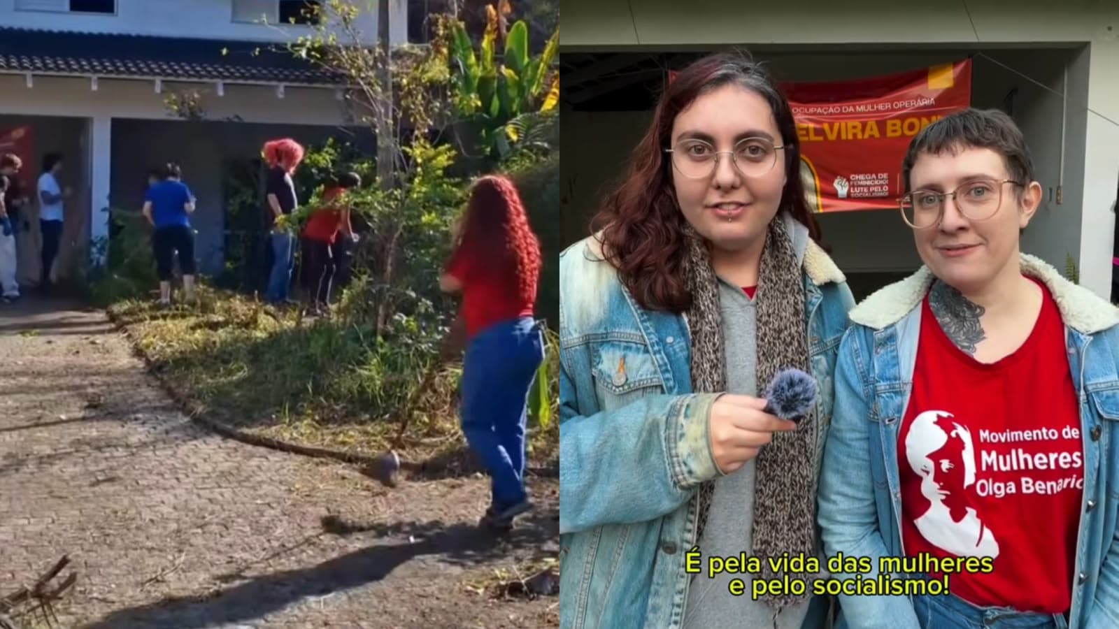 “Pela vida das mulheres e pelo socialismo”: ativistas invadem e ocupam imóvel abandonado em Joinville