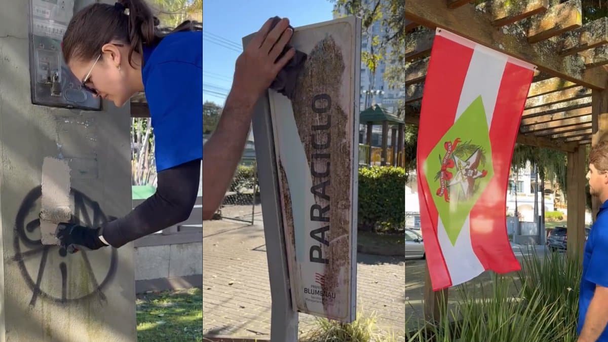 “Toque de cuidado”: com pano, tinta e disposição, jovens recuperam espaços vandalizados em cidade de SC