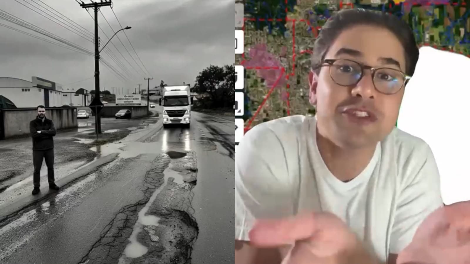 Para atacar o prefeito de Criciúma, vereador usa IA para ironizar buracos, mas erra a cidade e grava vídeo em Içara