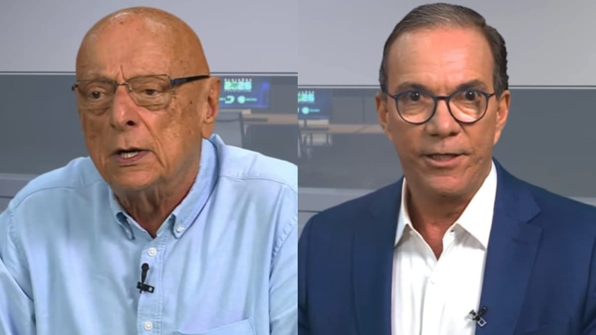 Esperidiao Amin e Decio Lima durante o debate dos candidatos ao Senado por Santa Catarina