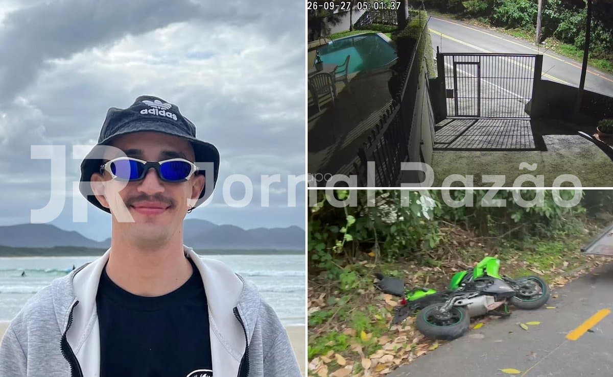 Imagens fortes: câmera flagra batida fatal de tatuador de 27 anos contra muro em Blumenau