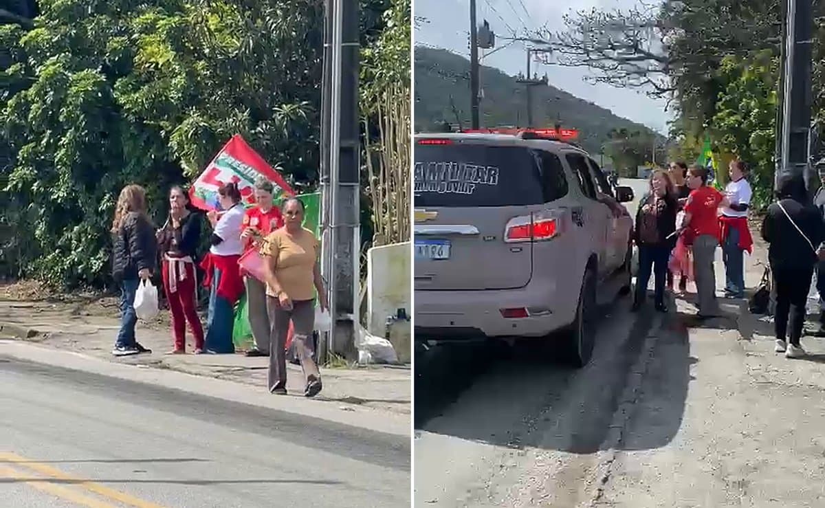 Petistas fazem bandeiraço diante de local de votação e PM pede retirada de bandeira do PT em Florianópolis