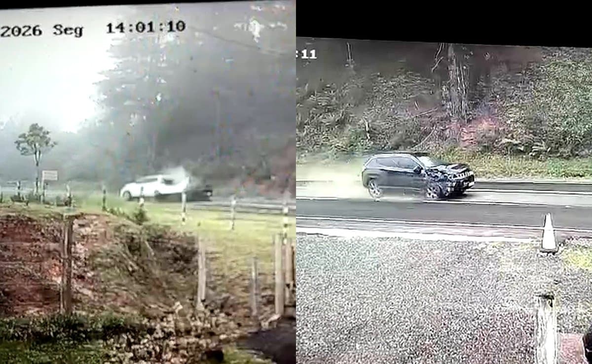 Câmeras flagram acidente que deixou duas pessoas mortas na Serra Dona Francisca, em Joinville