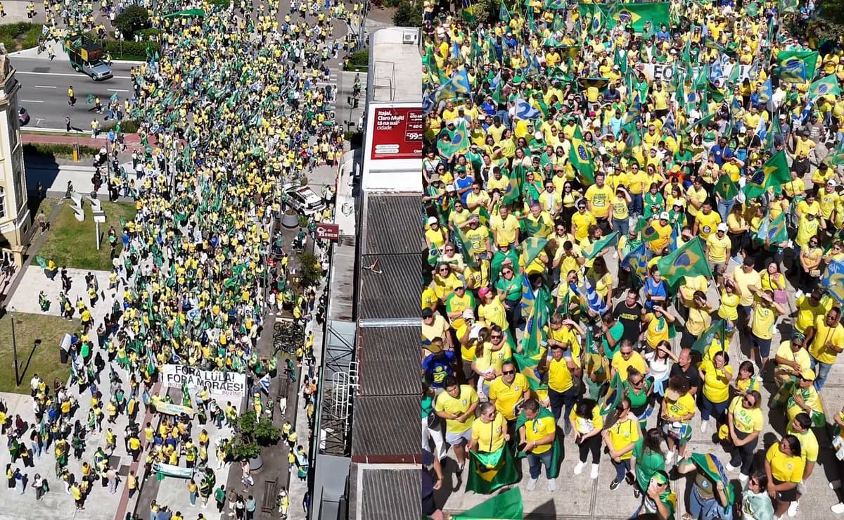 Milhares de apoiadores fazem caminhada por Flávio Bolsonaro e lotam as ruas do Centro de Itajaí