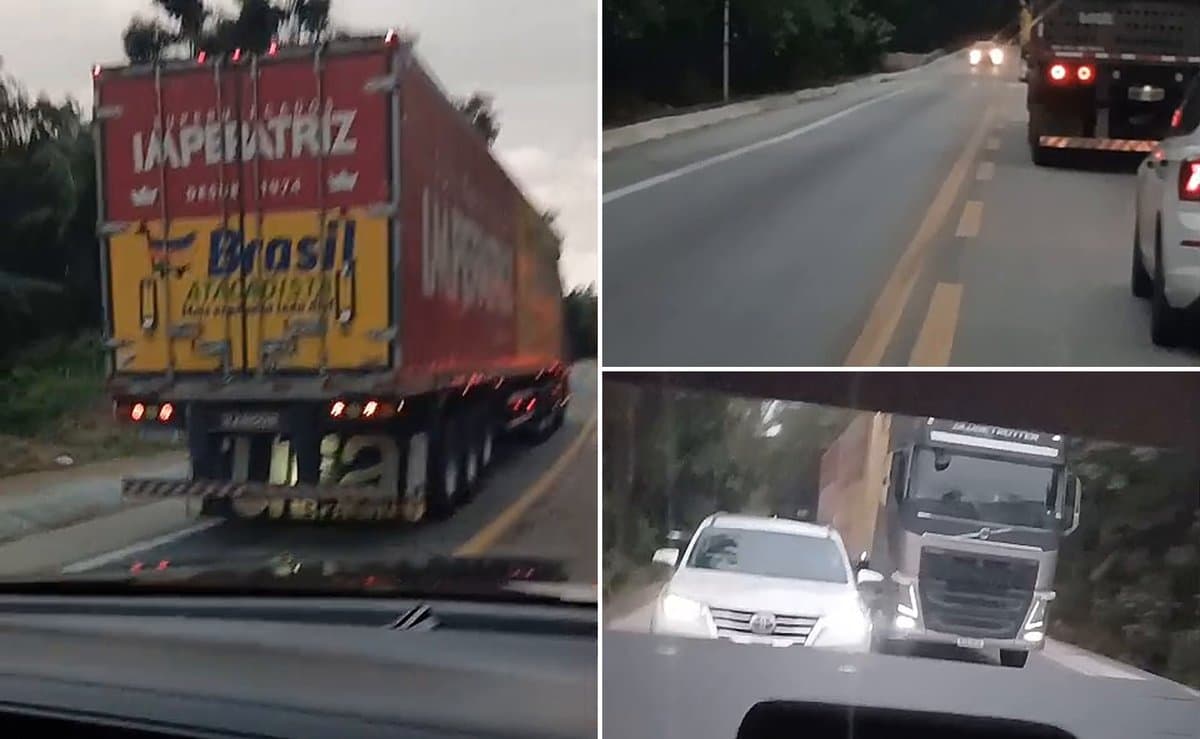 “Quase deu de frente”: carreta ultrapassa na contramão em curva e apavora motoristas em SC