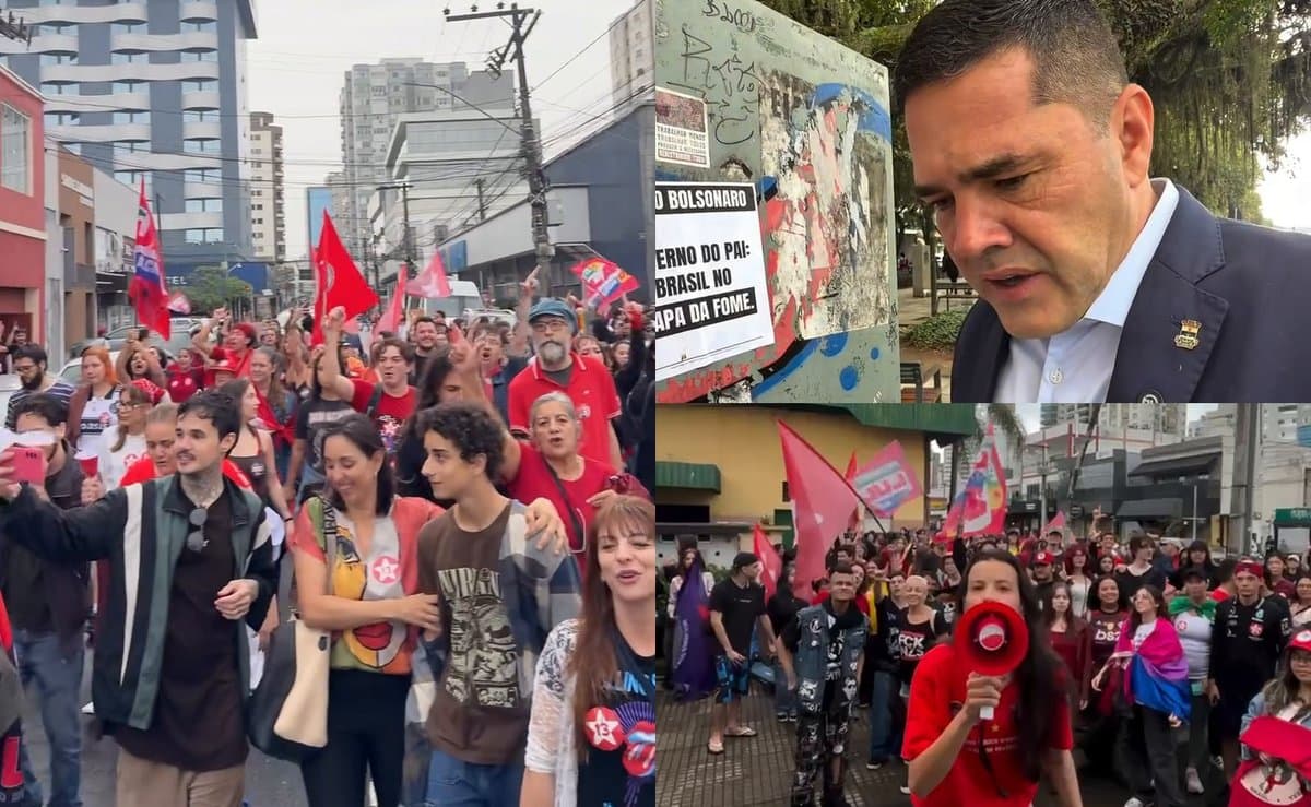 ‘Putinha do Vorcaro’: petistas vão às ruas de Itajaí em apoio a Lula e atacam Flávio Bolsonaro